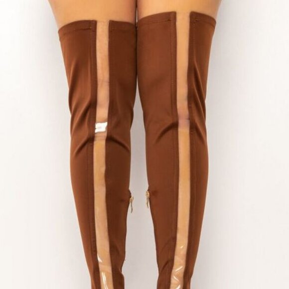 AZALEA WANG " JUST A LITTLE PEEK " STILETTO BOOT IN BROWN ( BRAND NEW !!! ) - Picture 4 of 6